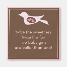 Sweet Bird Mummy with Twin Baby Girls Magnets