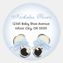 Sweet Blue Baby Shoe Address Label Stickers