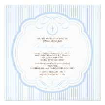 Sweet Blue Cross Baby Boy Baptism Inviation Invites