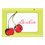 Sweet Bright Red Cherry Note Card Personalised Invites