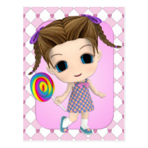 Sweet Chibi Girl Postcard
