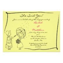 Sweet Couple in the Rain Engagement Invitation