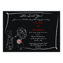 Sweet Couple in the Rain Engagement Invitation
