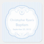 Sweet Cross In Frame Baptism Favour Seal Boy Blue Sticker