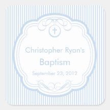 Sweet Cross In Frame Baptism Favour Seal Boy Blue Sticker