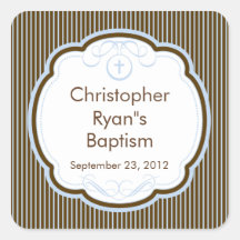 Sweet Cross In Frame Baptism Favour Seal Square Sticker