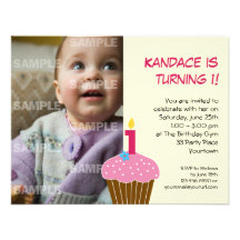 Sweet Cupcake 1st Birthday Party Invitation