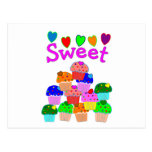 "Sweet" Cupcake Stack with Bright Hearts Postcards