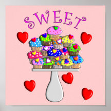 Sweet Cupcakes Art Poster-3D Embossed Style