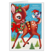 Sweet Deer Vintage Card