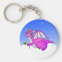 Sweet Dreams - Cute Purple Dragon with Flower Keychain