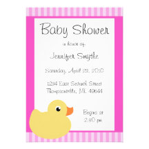 Sweet Ducky Pink Baby Shower Invitations