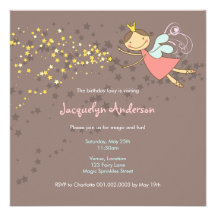 Sweet Fairy and Stars Birthday Photo Invitation