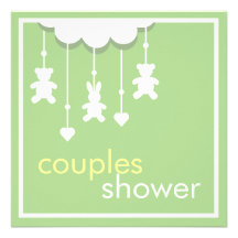 Sweet Green Mobile Couples Baby Shower Invitation
