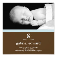 Sweet Initial Baby Boy Birth Announcement