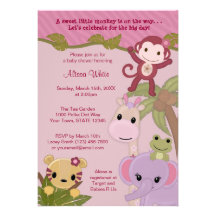 Sweet Jungle Babies Baby Shower Invitation safari