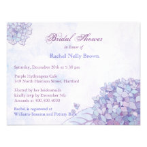 Sweet Lavender Hydrangea Floral Bridal Shower Custom Invitations