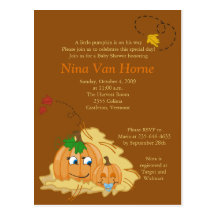 Sweet little Pumpkin Fall Baby Shower Invitation Postcards