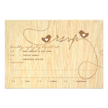 Sweet Love Birds on Woodgrain Response Card Invitation