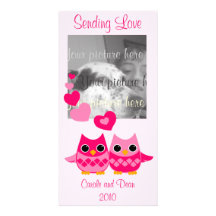 Sweet Love Owls Custom Photo Card