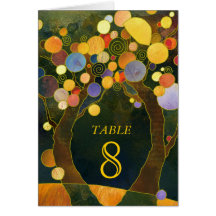 Sweet Love Trees Wedding Table Number Folded Cards