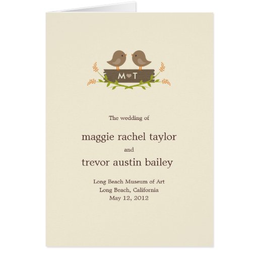 Sweet Love Wedding Program Card