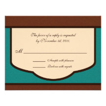 Sweet Mocha & Teal Reply / RSVP Cards Custom Invitations