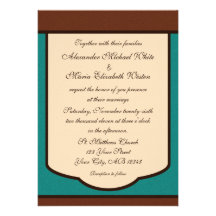 Sweet Mocha & Teal Wedding Invitations