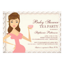 Sweet Mummy Baby Shower Tea Party Invitation Pink