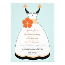 Sweet Orange and Blue Wedding Dress Invitation