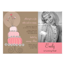 Sweet Pink Cake Girl Birthday Party Photo Invitati Invitation