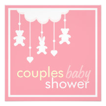 Sweet Pink  Couples Baby Shower Invitation