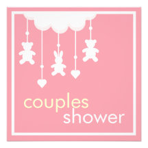 Sweet Pink  Couples Baby Shower Invitation