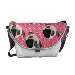Sweet Pug on Red Flower Abstract Commuter Bag