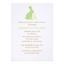 Sweet Rabbits Baby Shower Invitations
