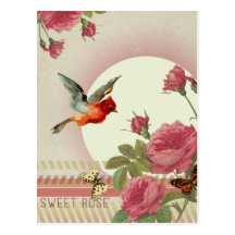 'Sweet Rose' vintage ispired postcard