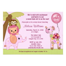 Sweet Safari Baby Shower invitation jungle girl SS