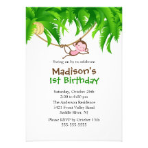 Sweet Safari Monkey Birthday Invitation