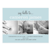 Sweet Scallops Birth Announcement - Baby Boy Postcards