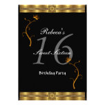 Sweet sixteen 16 Birthday Party Black Announcements