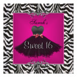 Sweet Sixteen 16 Birthday Pink Zebra Black Dress Announcement