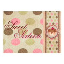Sweet Sixteen Cupcake Design Birthday Invitation