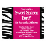 Sweet Sixteen, Hot Pink Zebra Personalized Invite