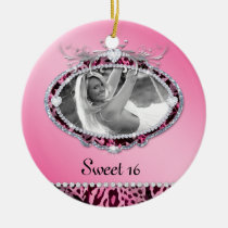 Sweet Sixteen Ornament Gift Leopard Pink Photo ornaments