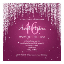 Sweet Sixteen Party Night Dazzle Pink Personalized Invitations