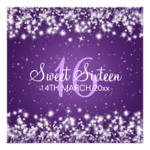 Sweet Sixteen Party Winter Sparkle Purple Invite