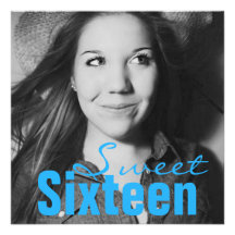 Sweet Sixteen Teen Birthday Party (Bright Blue) Personalised Invites