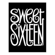 Sweet Sixteen white Postcard