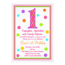 Sweet Surprise 1st  Birthday Invitation