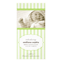 Sweet Ticking Stripe Birth Announcement Photo Card